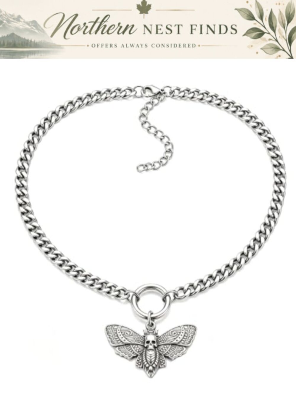 Punk Choker Necklace 316L Stainless Steel O-Ring Spike Pendant Goth